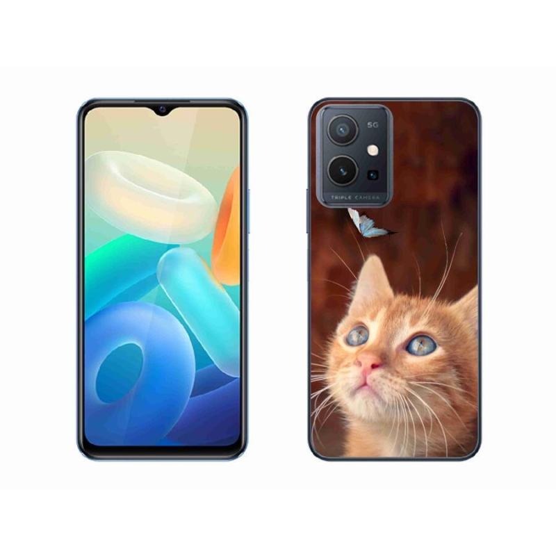 Gél borító mmCase a Vivo Y55 5G készülékhez - pillangó és cica