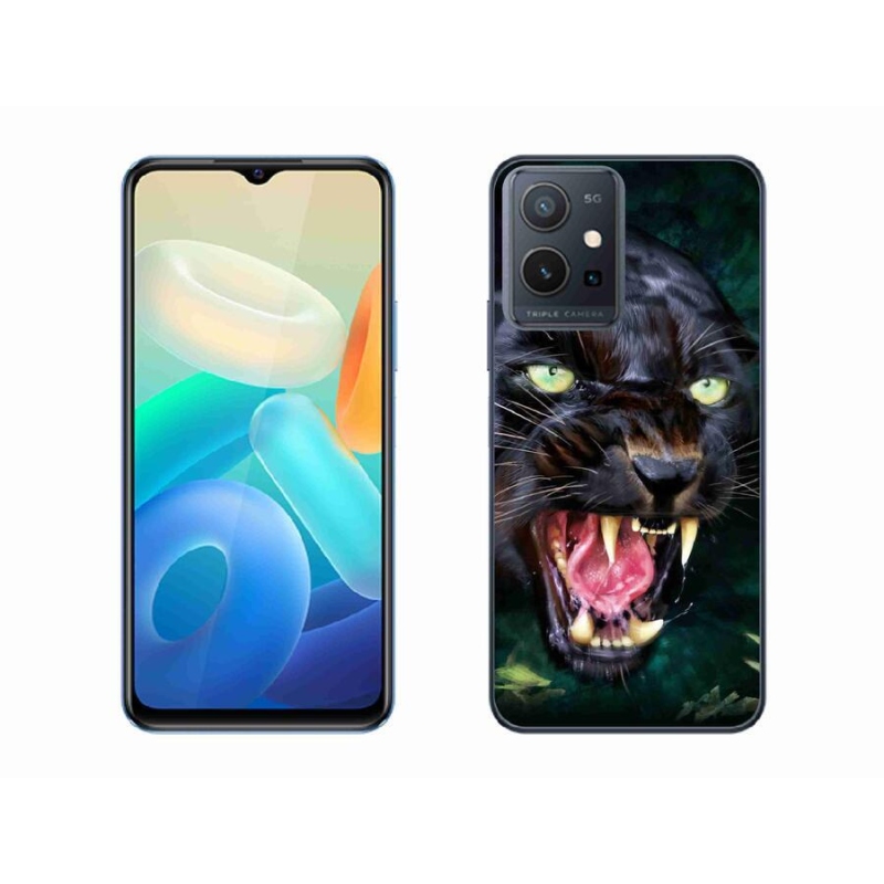 Gél borítás mmCase a Vivo Y55 5G készülékhez - dühös fekete párduc