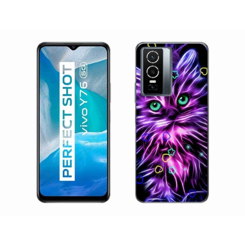 Zselés borító mmCase a Vivo Y76 5G készülékhez - absztrakt macska