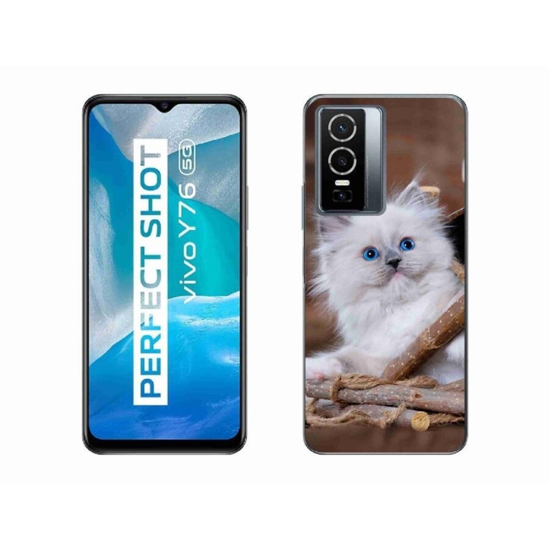 Zselés borítás mmCase a Vivo Y76 5G készülékhez - fehér cica
