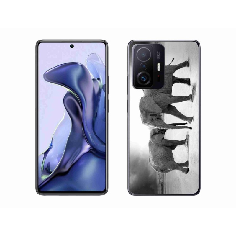 Gél borítás mmCase a Xiaomi 11T-hez - fekete és fehér elefántok