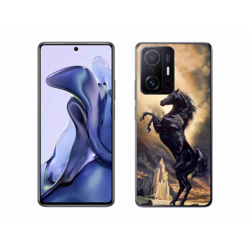 Gél borítás mmCase a Xiaomi 11T-hez - fekete rajzfilm ló