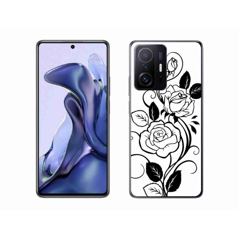 Gél borítás mmCase a Xiaomi 11T Pro számára - fekete és fehér rózsa