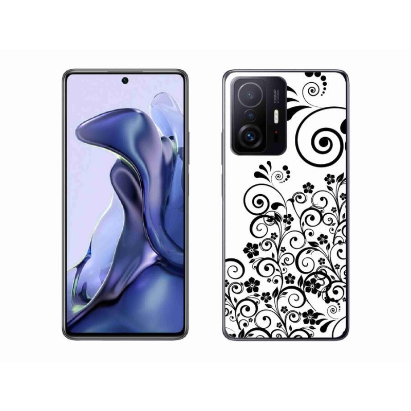 Gél borítás mmCase a Xiaomi 11T Pro készülékhez - fekete és fehér virágminták