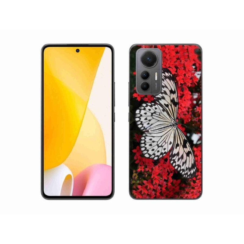 Gél borítás mmCase a Xiaomi 12 Lite-hoz - fekete és fehér pillangó 1