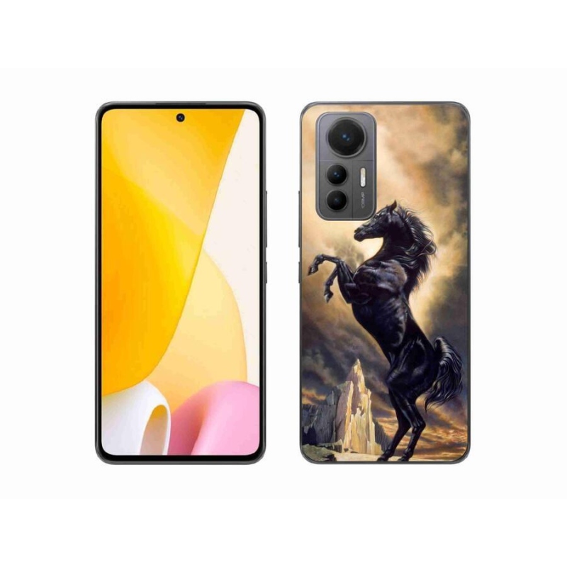 Gél borítás mmCase a Xiaomi 12 Lite számára - fekete rajzfilm ló
