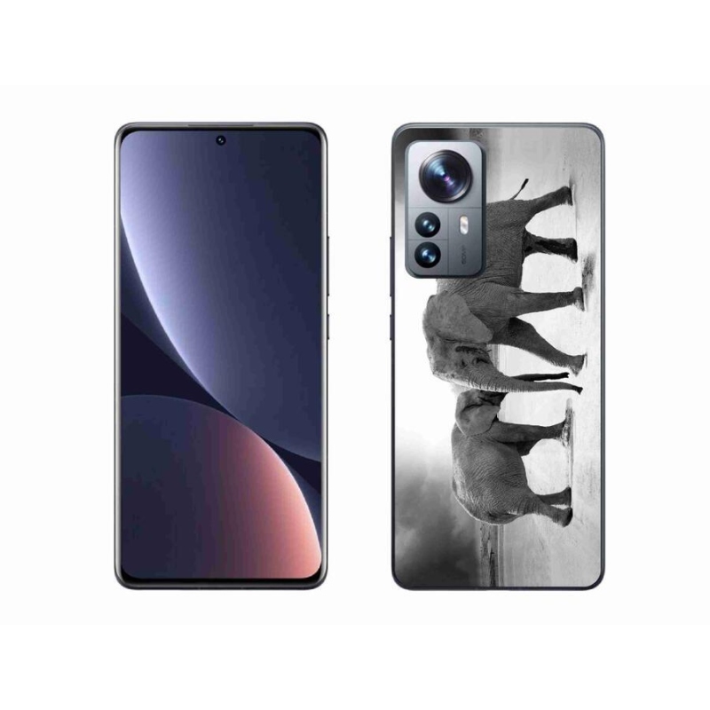Gél borítás mmCase a Xiaomi 12 Pro számára - fekete és fehér elefántok