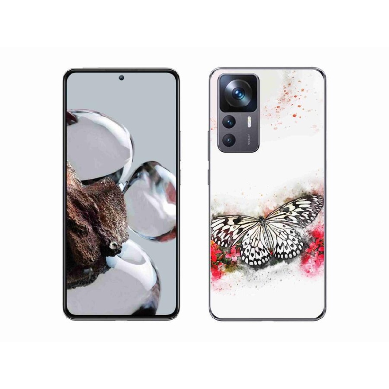 Gél borítás mmCase a Xiaomi 12T Pro számára - fekete és fehér pillangó