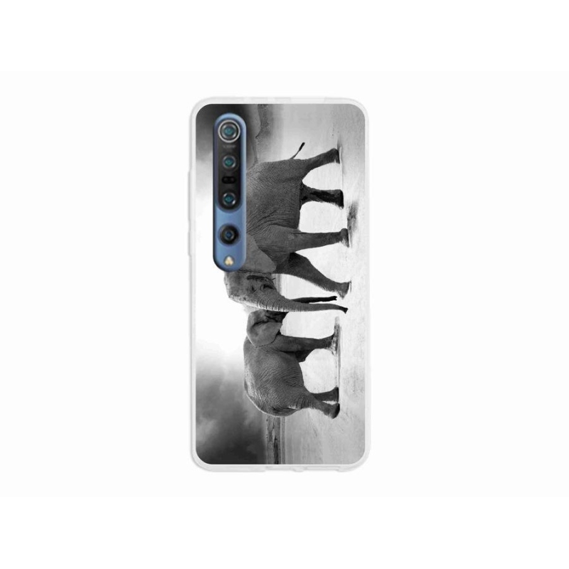 Gél borítás mmCase a Xiaomi Mi 10 készülékhez - fekete és fehér elefántok