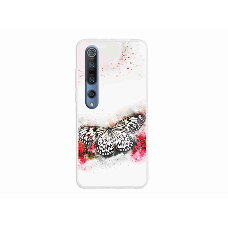 Gél borítás mmCase a Xiaomi Mi 10 készülékhez - fekete-fehér pillangó