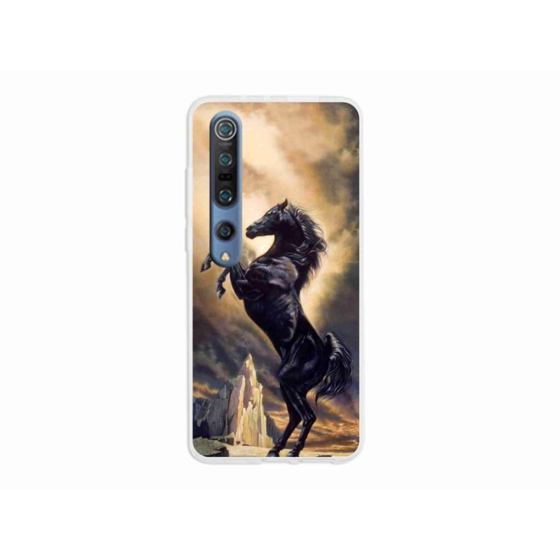 Gél borítás mmCase a Xiaomi Mi 10 készülékhez - fekete rajzfilm ló