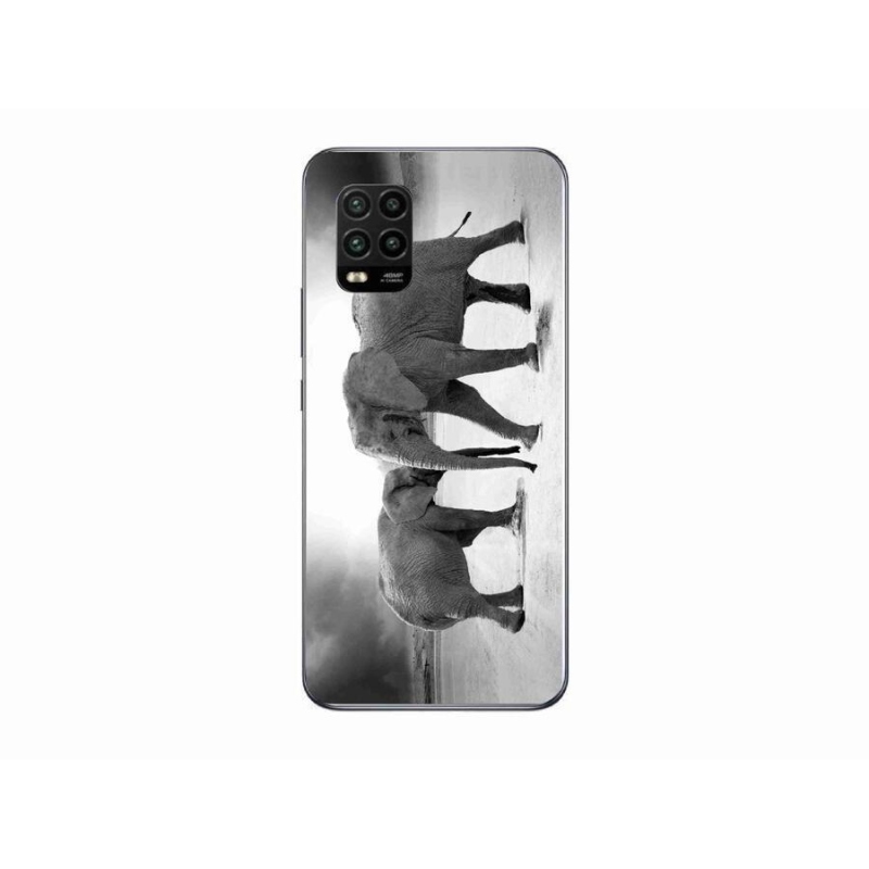 Gél borítás mmCase a Xiaomi Mi 10 Lite készülékhez - fekete és fehér elefántok