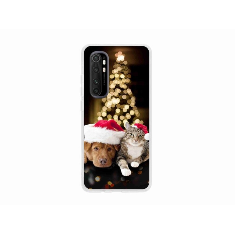 Gél borítás mmCase a Xiaomi Mi 10 Pro-hoz - Karácsonyi kutya és macska