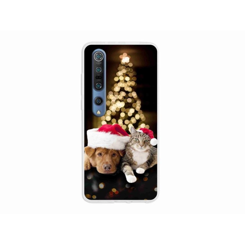 Gél borító mmCase a Xiaomi Mi 10 - Karácsonyi kutya és macska számára