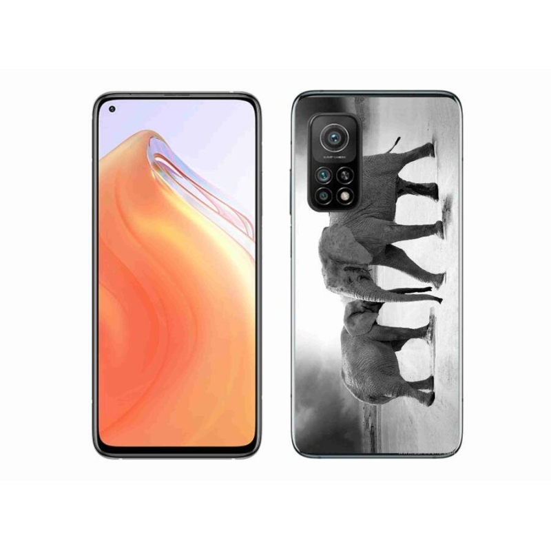Gél borítás mmCase a Xiaomi Mi 10T 5G-hez - fekete és fehér elefántok