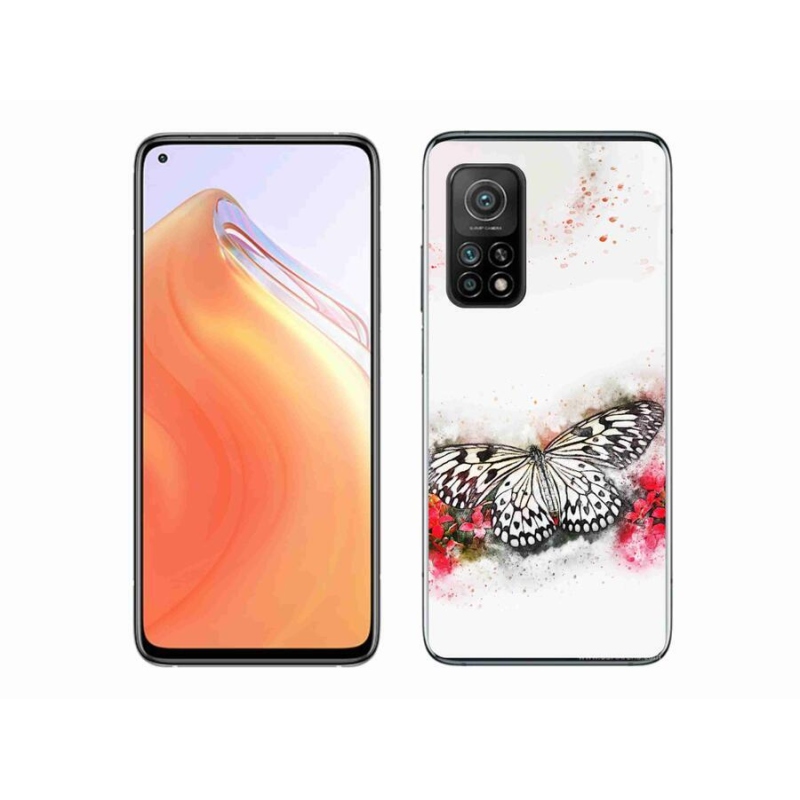 Gél borítás mmCase a Xiaomi Mi 10T 5G számára - fekete és fehér pillangó