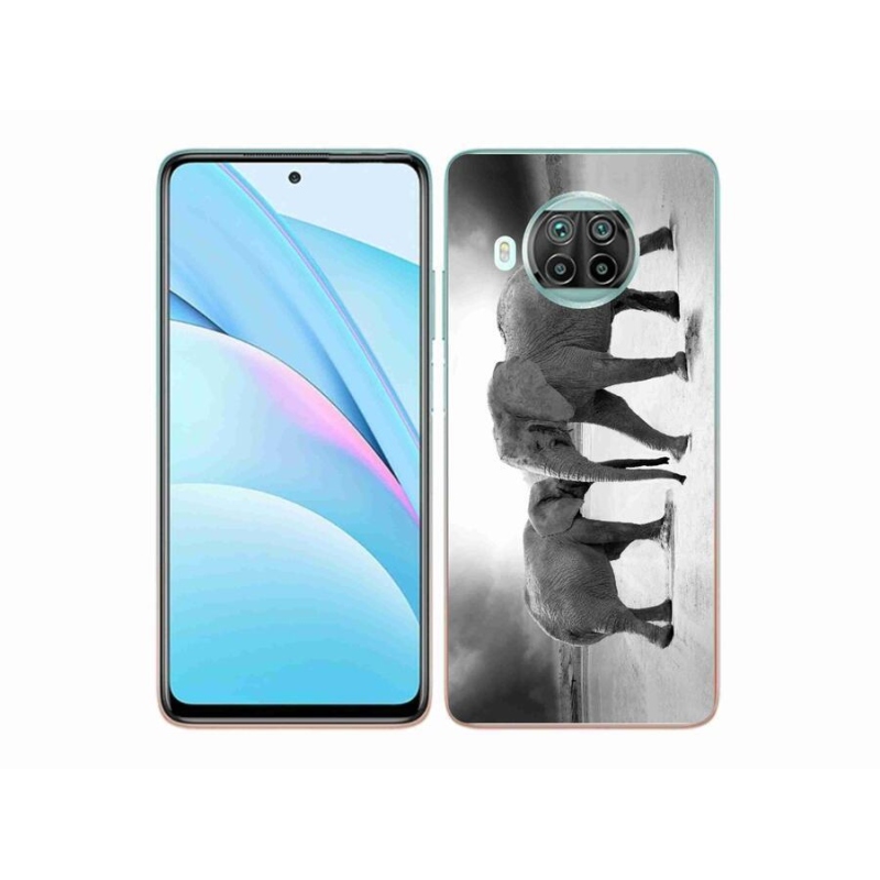 Gél borítás mmCase a Xiaomi Mi 10T Lite 5G számára - fekete és fehér elefántok