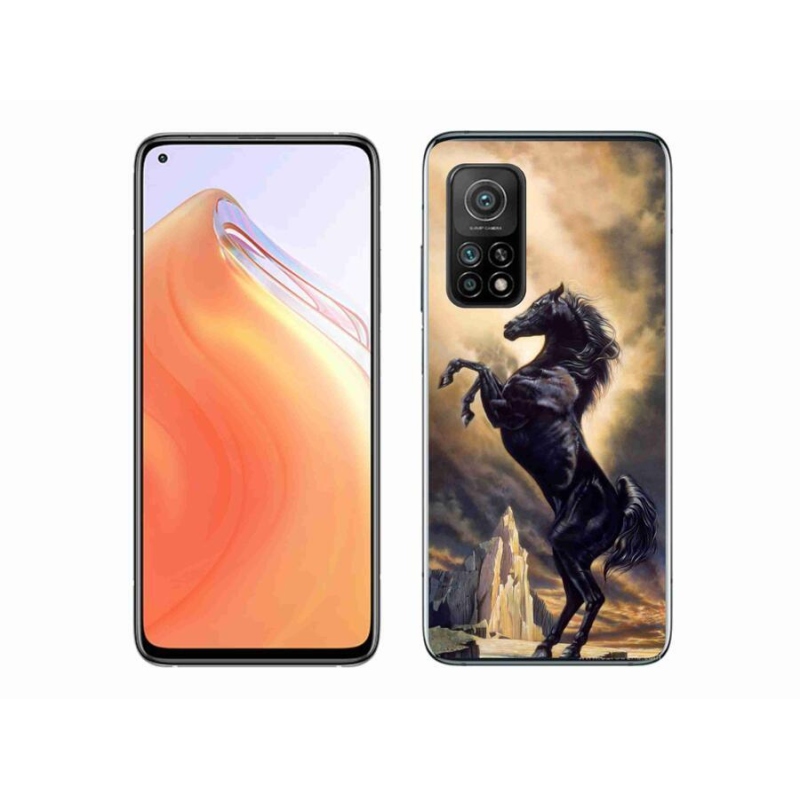 Gél borítás mmCase a Xiaomi Mi 10T Pro 5G számára - fekete rajzfilm ló