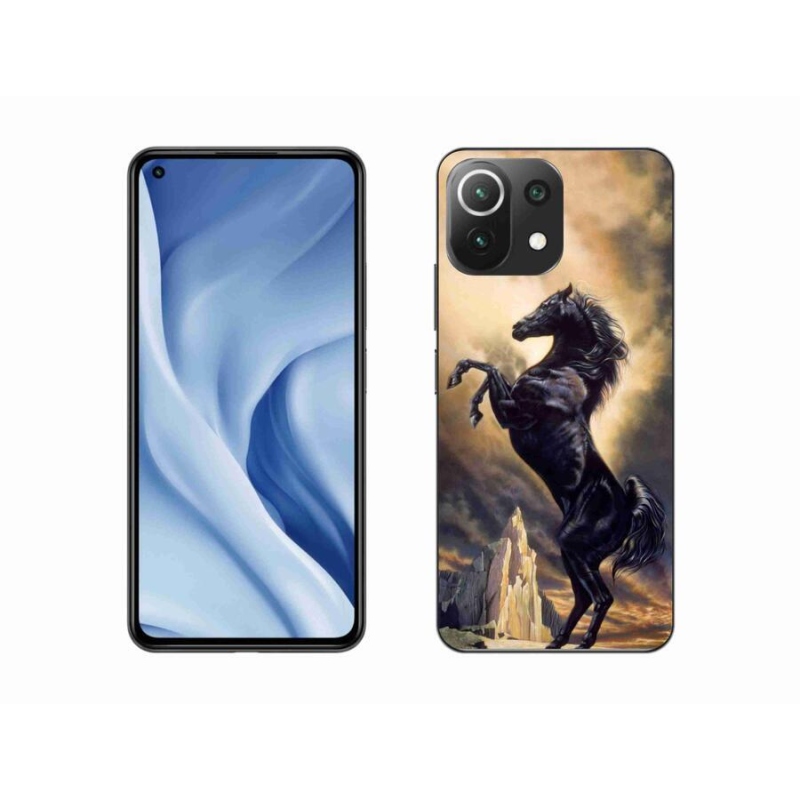 Gél borítás mmCase a Xiaomi Mi 11 Lite 4G/5G-hez - fekete rajzfilm ló