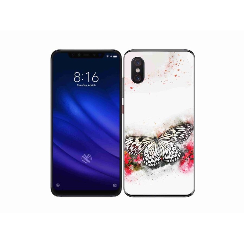 Gél borítás mmCase a Xiaomi Mi 8 Pro-hoz - fekete és fehér pillangó