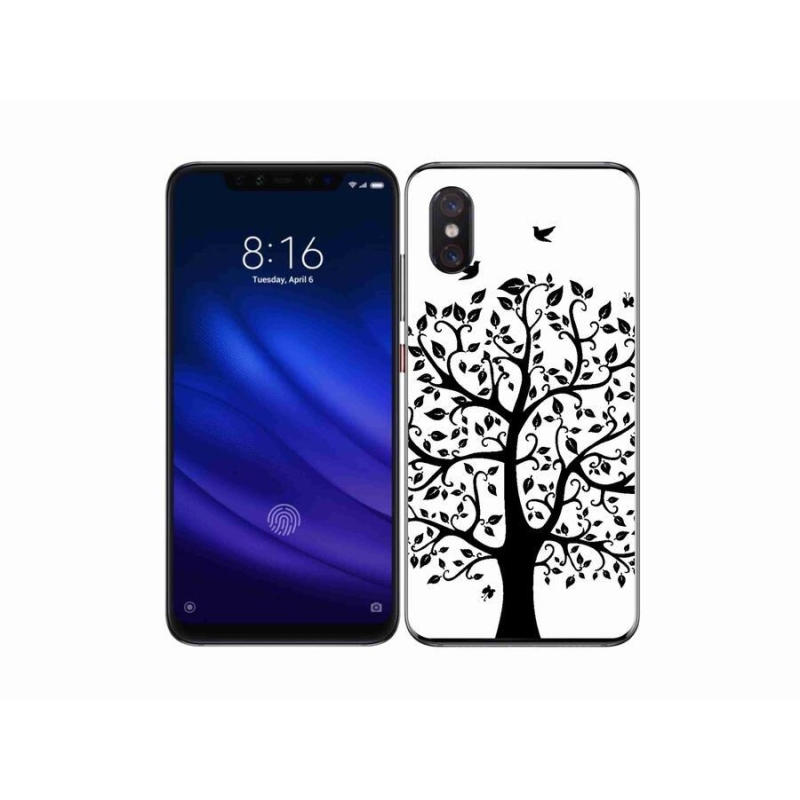 Gél borítás mmCase a Xiaomi Mi 8 Pro számára - fekete és fehér fa