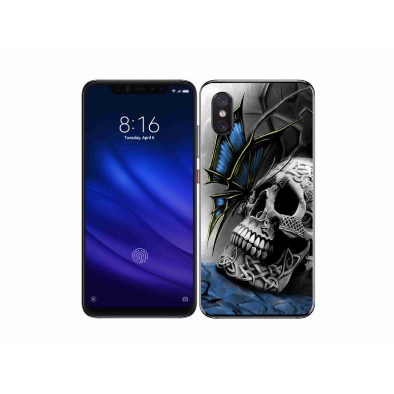 Gél borítás mmCase a Xiaomi Mi 8 Pro számára - pillangó és koponya