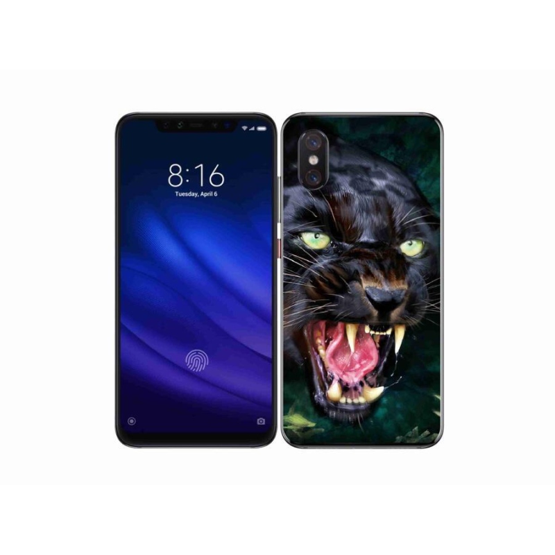 Gél borítás mmCase a Xiaomi Mi 8 Pro számára - dühös fekete párduc
