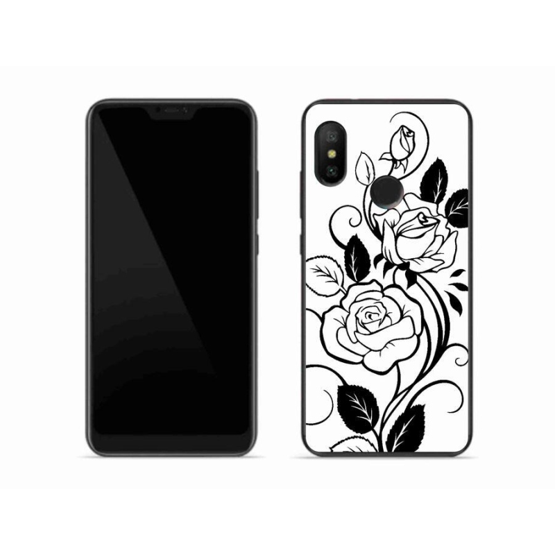 Gél borítás mmCase a Xiaomi Mi A2 Lite készülékhez - fekete és fehér rózsa