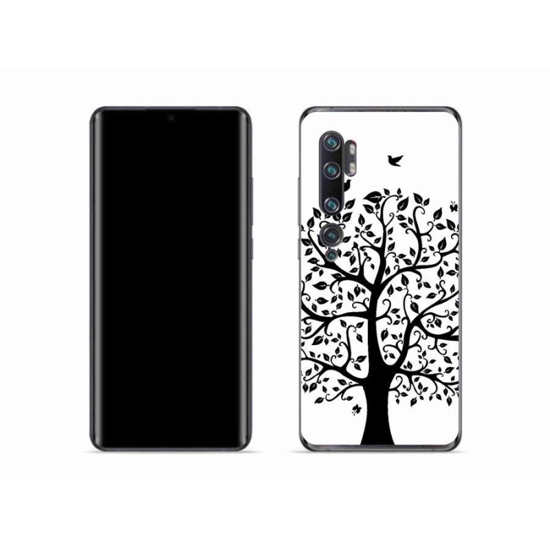 Gél borítás mmCase a Xiaomi Mi Note 10 számára - fekete és fehér fa