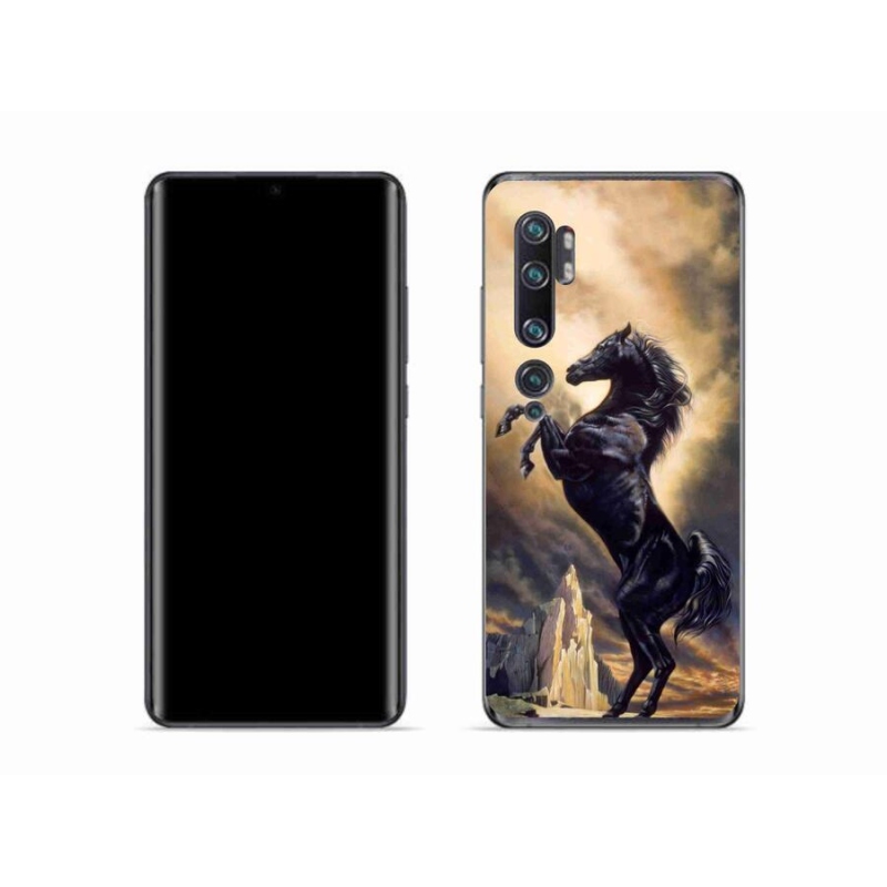 Gél borítás mmCase a Xiaomi Mi Note 10 készülékhez - fekete rajzfilm ló