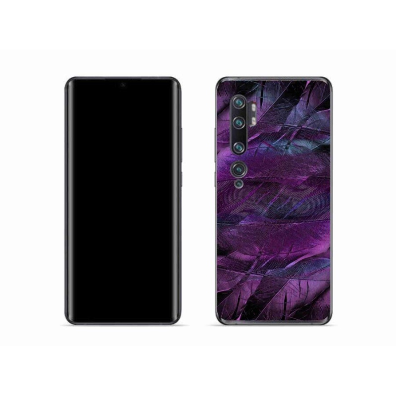 Zselés borítás mmCase a Xiaomi Mi Note 10 készülékhez - lila tollak