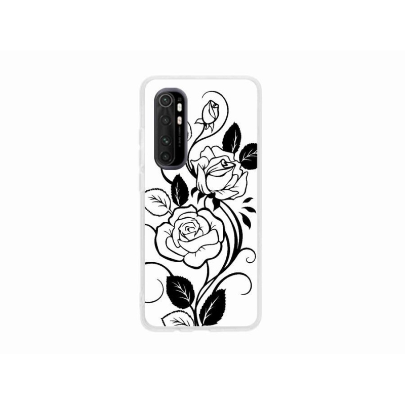 Zselés borítás mmCase a Xiaomi Mi Note 10 Lite készülékhez - fekete és fehér rózsa