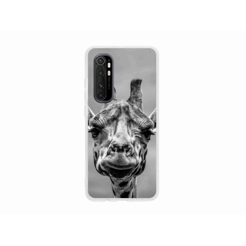 Zselés borítás mmCase a Xiaomi Mi Note 10 Lite készülékhez - fekete-fehér zsiráf