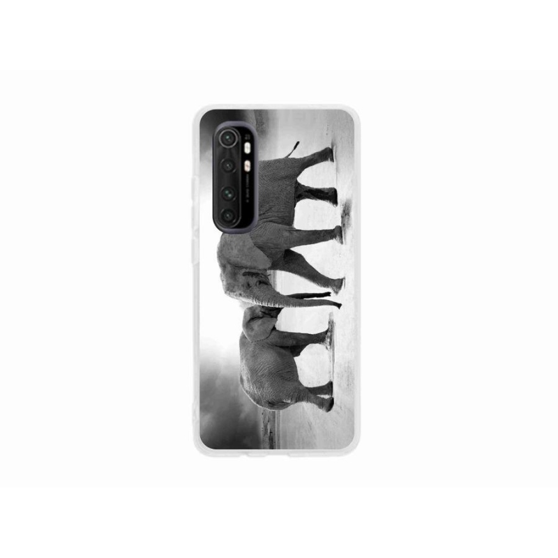 Gél borítás mmCase a Xiaomi Mi Note 10 Lite készülékhez - fekete és fehér elefántok