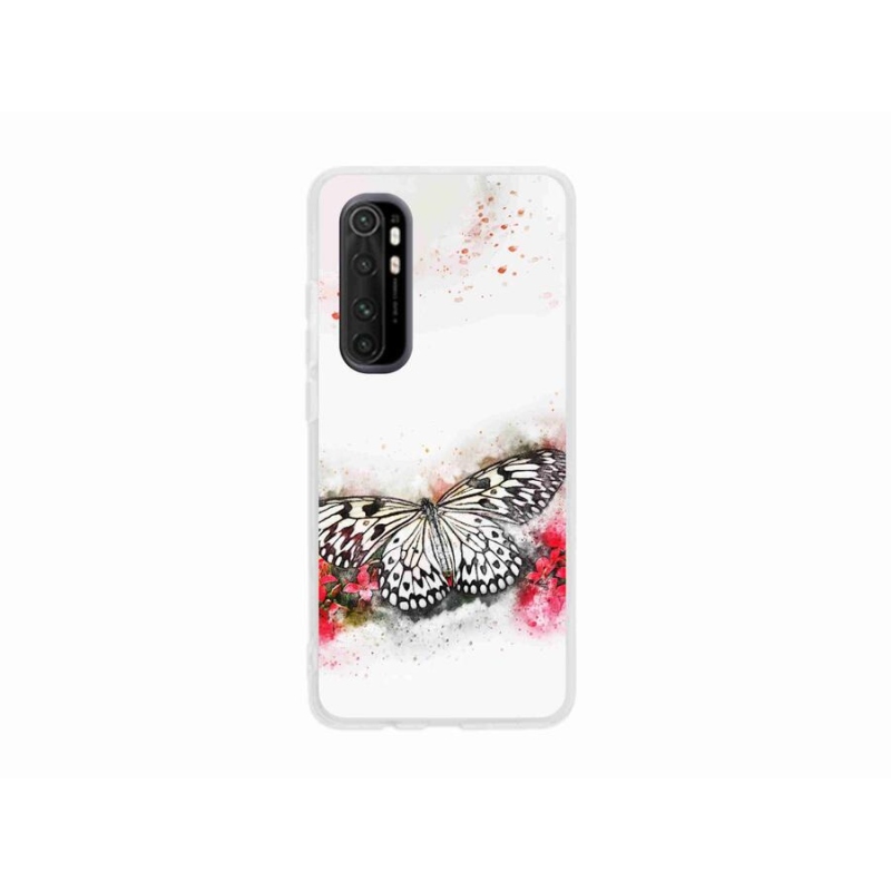 Gél borítás mmCase a Xiaomi Mi Note 10 Lite készülékhez - fekete és fehér pillangó