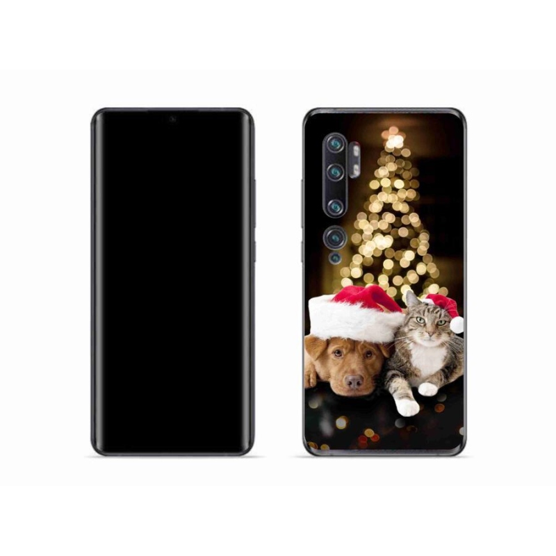 Gél borító mmCase a Xiaomi Mi Note 10 készülékhez - Karácsonyi kutya és macska