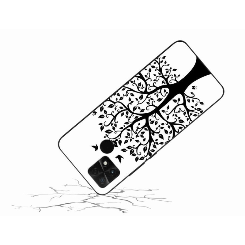 Gél borítás mmCase a Xiaomi Poco C40-hez - fekete és fehér fa