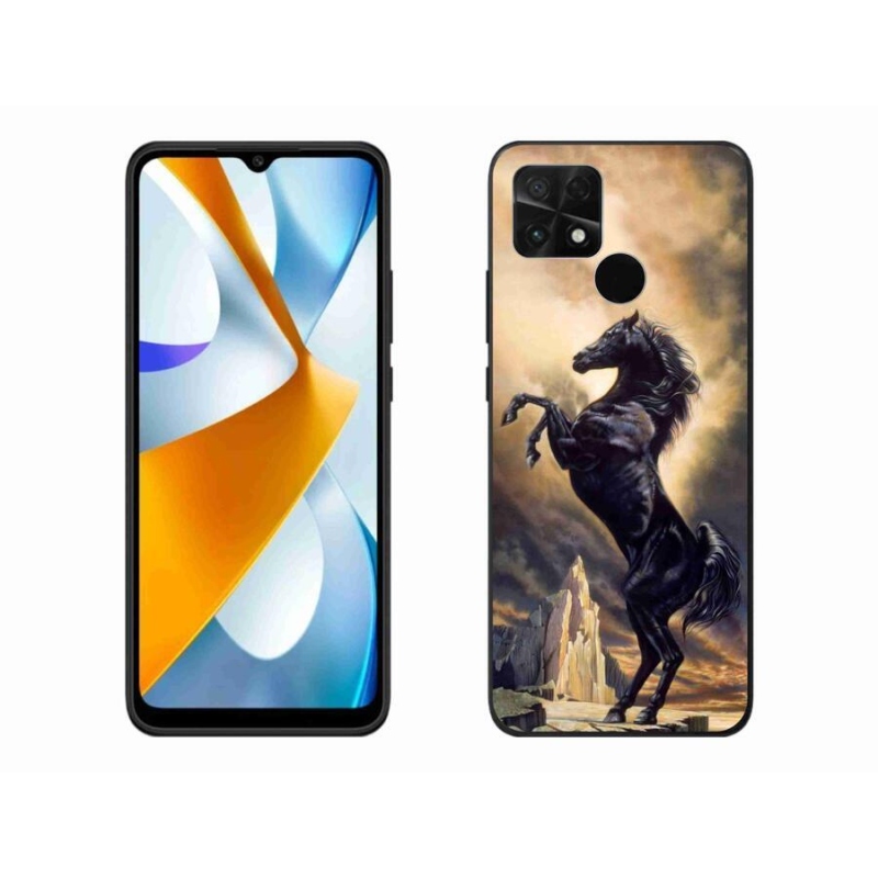 Gél borítás mmCase a Xiaomi Poco C40 készülékhez - fekete rajzfilm ló