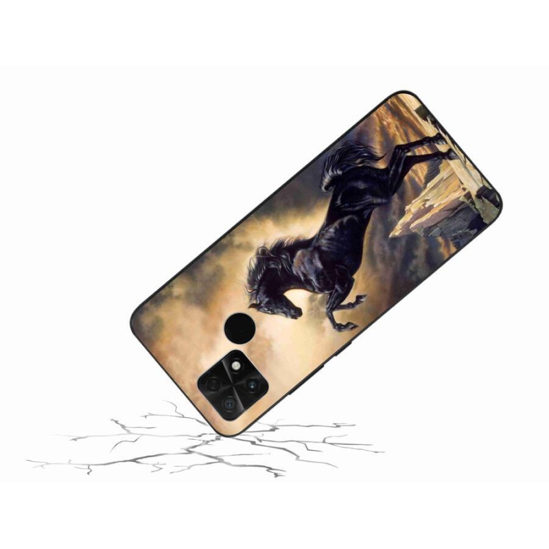 Gél borítás mmCase a Xiaomi Poco C40 készülékhez - fekete rajzfilm ló
