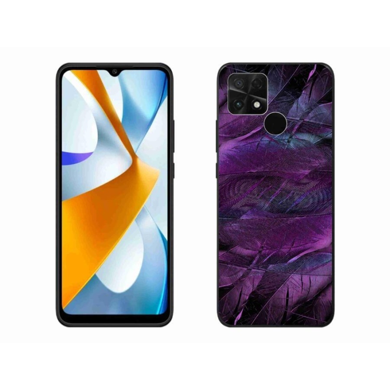 Gél borítás mmCase a Xiaomi Poco C40 készülékhez - lila tollak