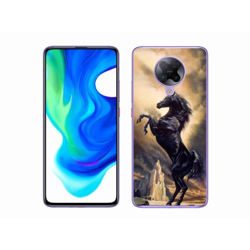 Gél borítás mmCase a Xiaomi Poco F2 Pro számára - fekete rajzfilm ló