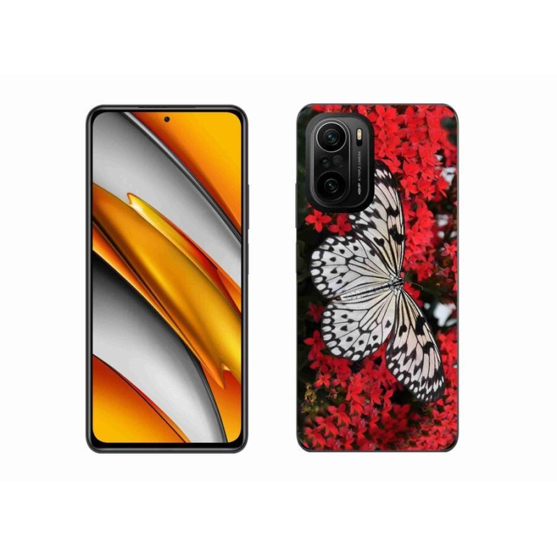 Gél borítás mmCase a Xiaomi Poco F3-hoz - fekete és fehér pillangó 1