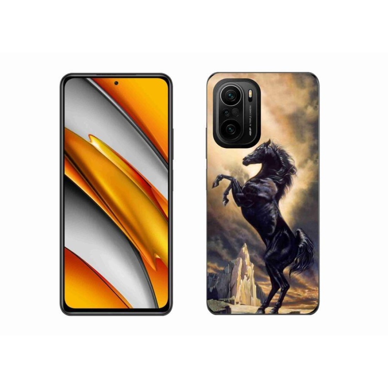 Gél borítás mmCase a Xiaomi Poco F3-hoz - fekete rajzfilm ló