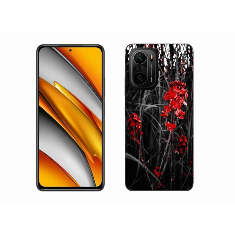 Gél borítás mmCase a Xiaomi Poco F3-hoz - piros növény