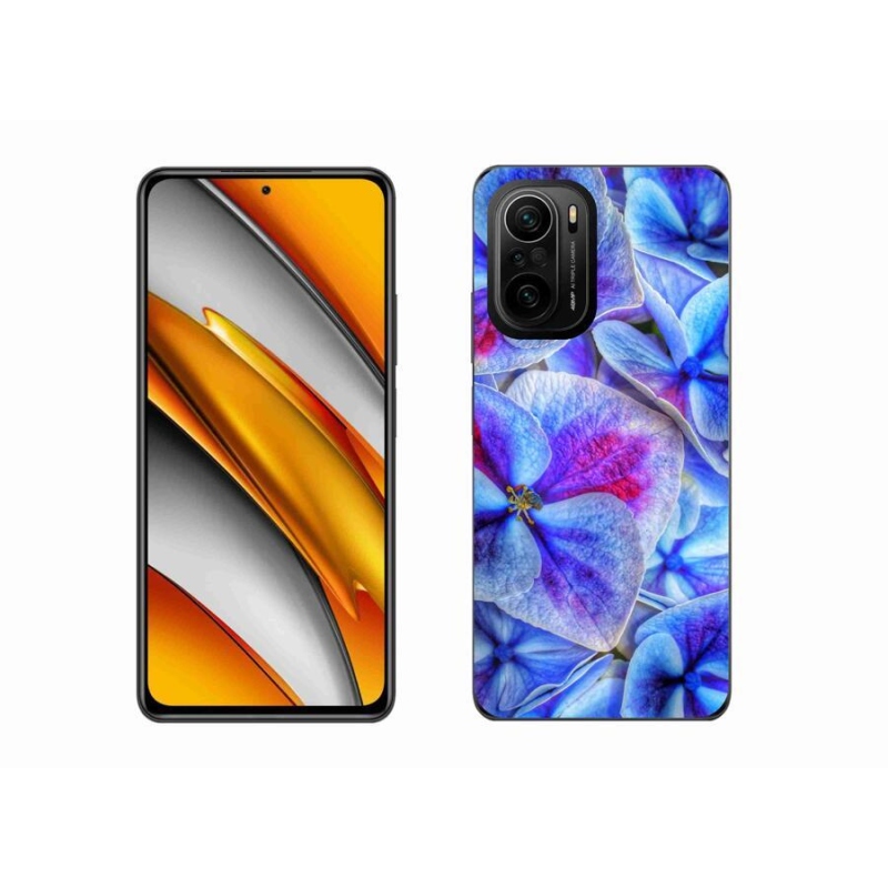 Gél borító mmCase a Xiaomi Poco F3-hoz - kék virágok 1