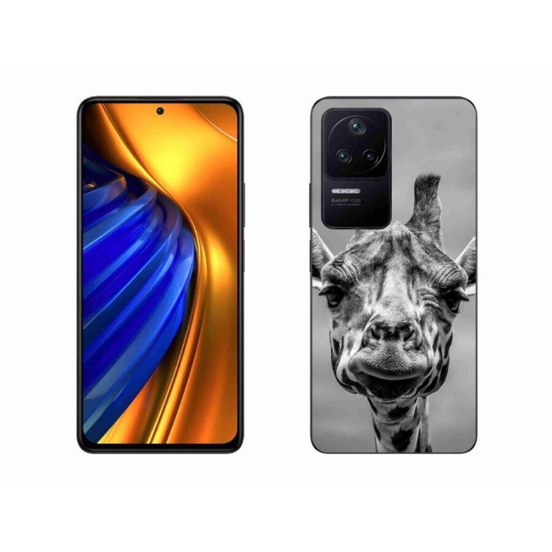 Gél borítás mmCase a Xiaomi Poco F4 készülékhez - fekete-fehér zsiráf