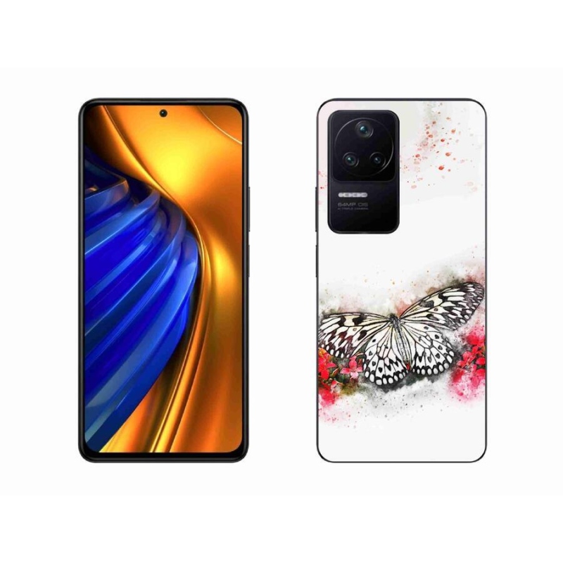 Gél borítás mmCase a Xiaomi Poco F4-hez - fekete és fehér pillangó