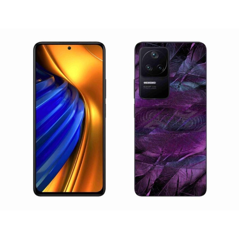 Gél borítás mmCase a Xiaomi Poco F4-hez - lila tollak