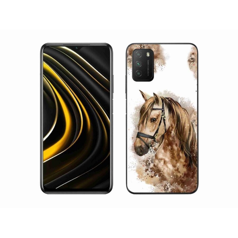 Gél borító mmCase a Xiaomi Poco M3-hoz - barna rajzfilm ló