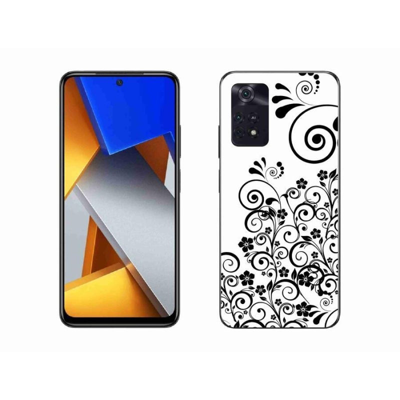 Gél borítás mmCase a Xiaomi Poco M4 Pro 4G-hez - fekete és fehér virágminták
